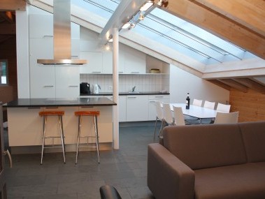 Cuisine avec salon - Maison de vacances Chalet de la Foret