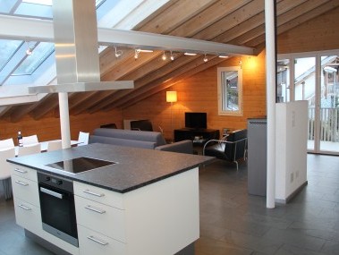 Cuisine avec salon - Maison de vacances Chalet de la Foret