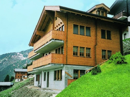 Aussenansicht im Sommer - Ferienhaus Chumma