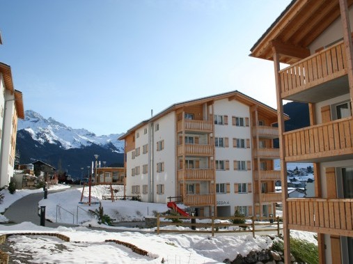 Exterior view in winter - Holiday residence Surses Alpin