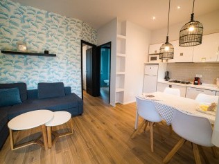 Küche mit Wohnzimmer - Park Residence Il Gabbiano