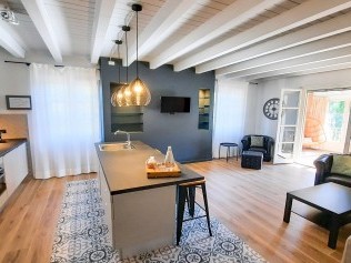 Küche mit Wohnzimmer - Park Residence Il Gabbiano