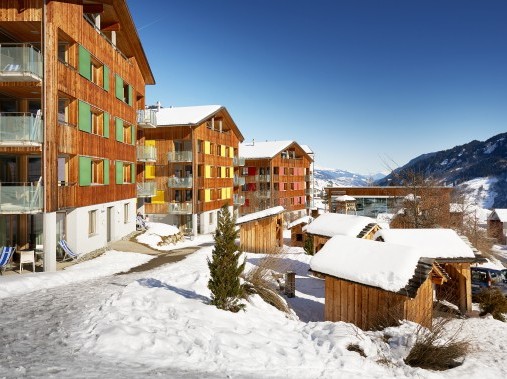 Exterior view in winter - Reka Holiday Village Disentis