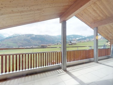Balcony with mountain view - Reka Holiday Village Disentis