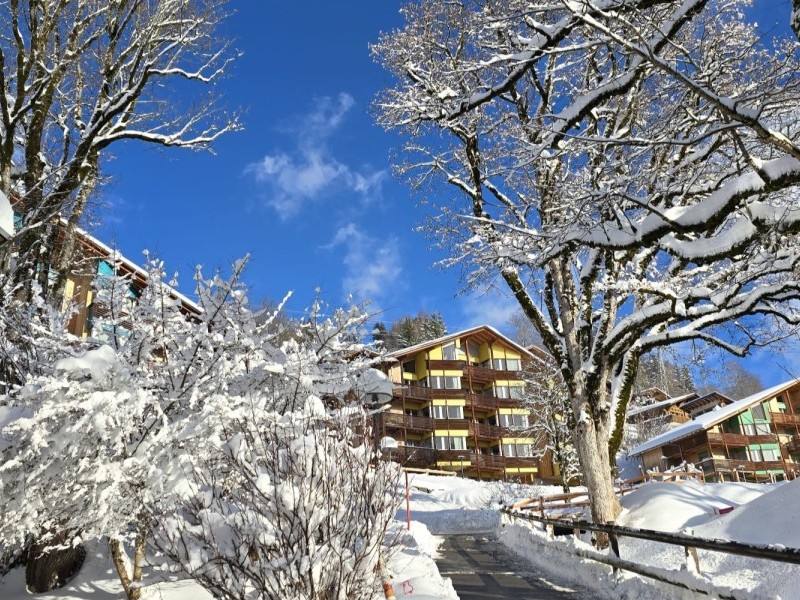Aussenansicht im Winter - Reka-Feriendorf Hasliberg