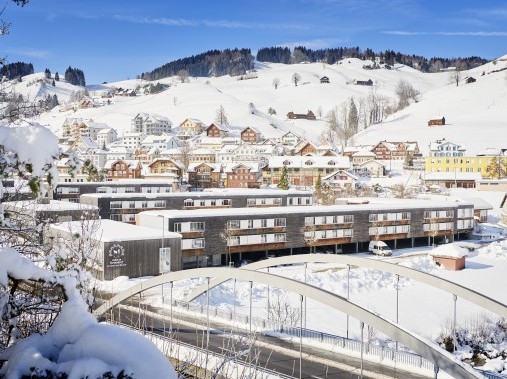 Exterior view in winter - Reka Holiday Village Urnäsch