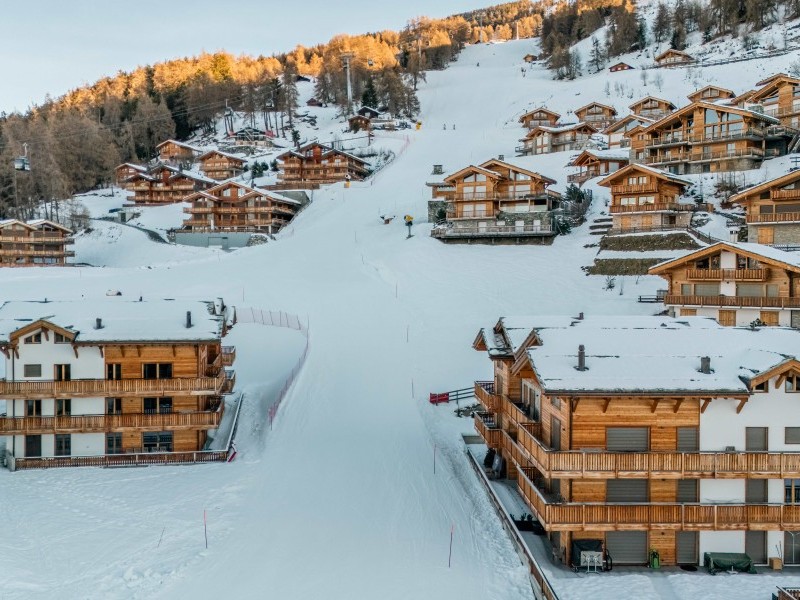 Aussenansicht im Winter - Résidence Les Mayens