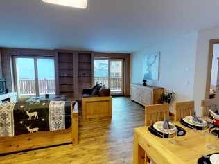 Wohnzimmer mit Essbereich - Résidence Les Mayens