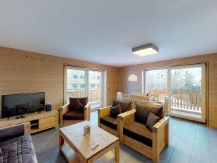 Wohnzimmer mit Essbereich - Résidence Les Mayens