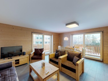 Salon avec coin repas - Résidence Les Mayens