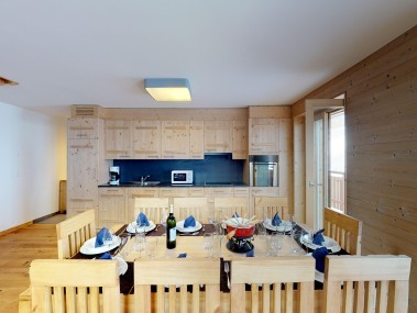 Cuisine avec coin repas - Résidence Les Mayens