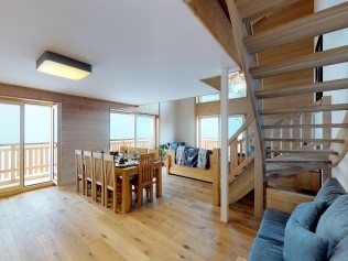 Wohnzimmer mit Essbereich - Résidence Les Mayens